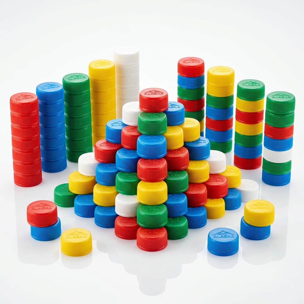 Vibrant colored plastic closures and caps